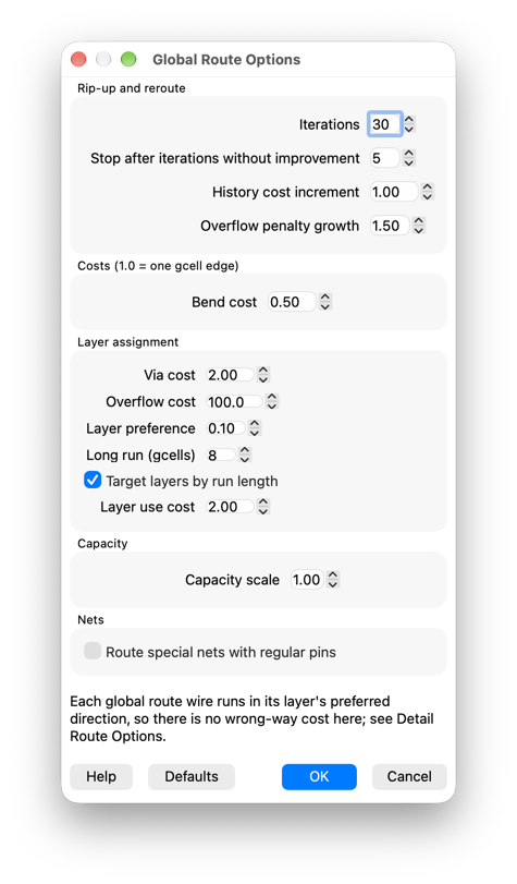 Global Route Options